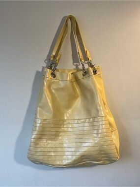 Aldo Pale Yellow Double-Handle Leather Tote